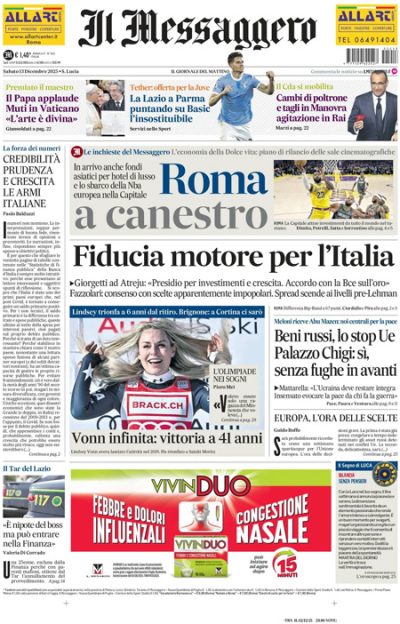 Prima pagina Il Messaggero
