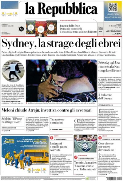 Prima pagina La Repubblica