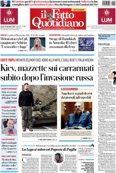 Prima pagina Il Fatto Quotidiano