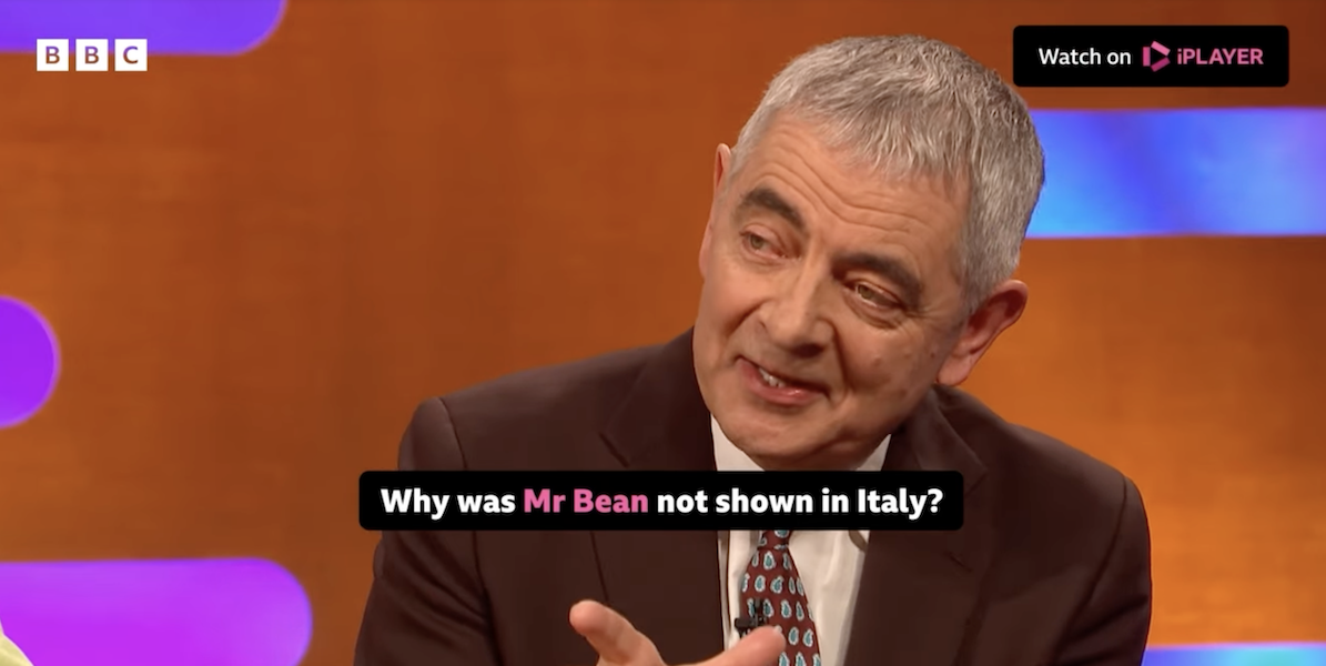 Rowan Atkinson durante l'intervista al Graham Norton Show