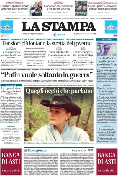 Prima pagina La Stampa