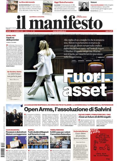 Prima pagina Il Manifesto
