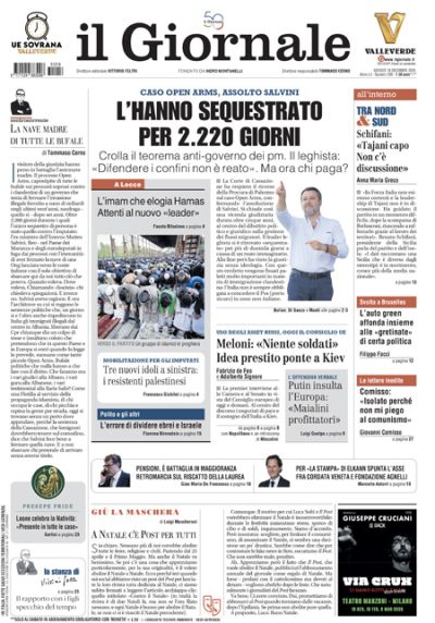 Prima pagina Il Giornale
