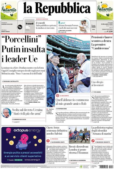 Prima pagina La Repubblica