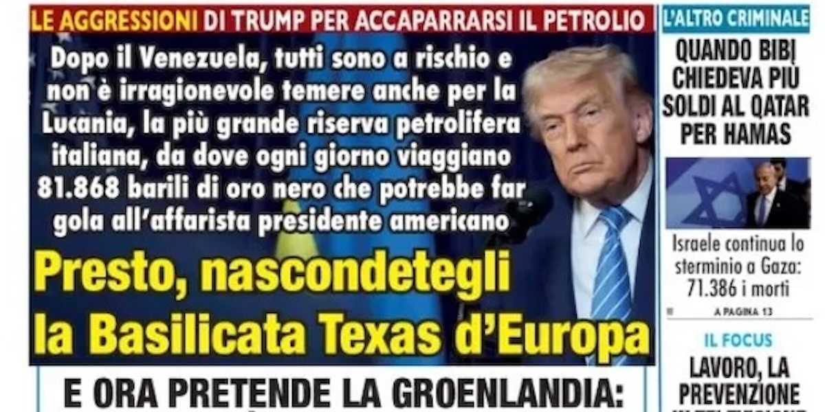 Meglio non dire a Trump del petrolio in Basilicata, dice un giornale della Basilicata