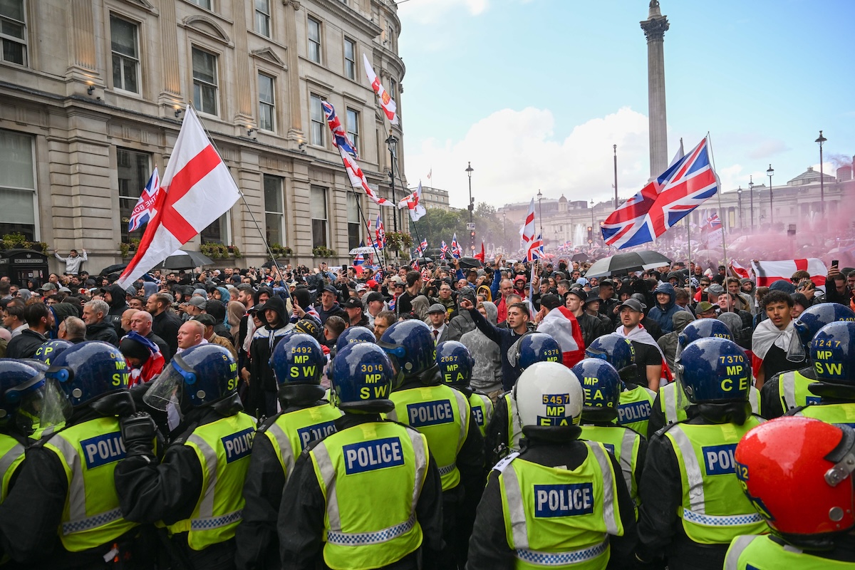 Una foto della manifestazione organizzata da Robinson a Londra, lo scorso 13 settembre