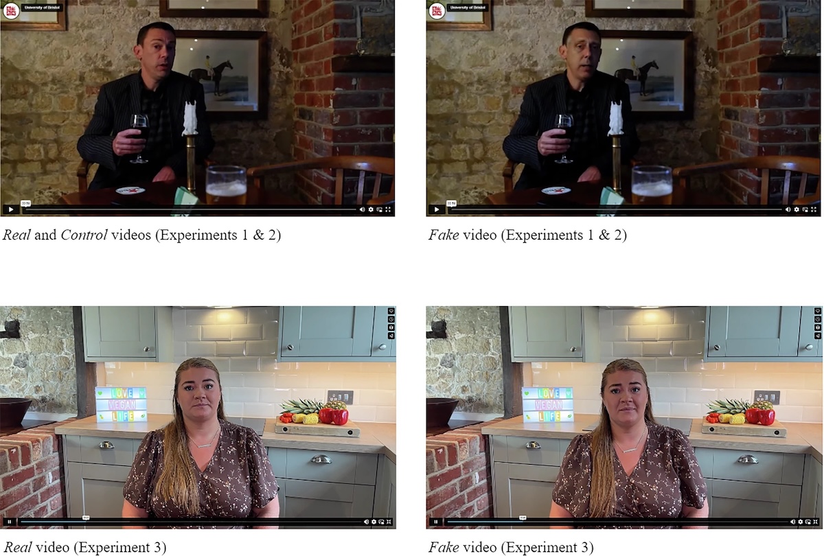 Alcuni fotogrammi dei video mostrati per gli esperimenti