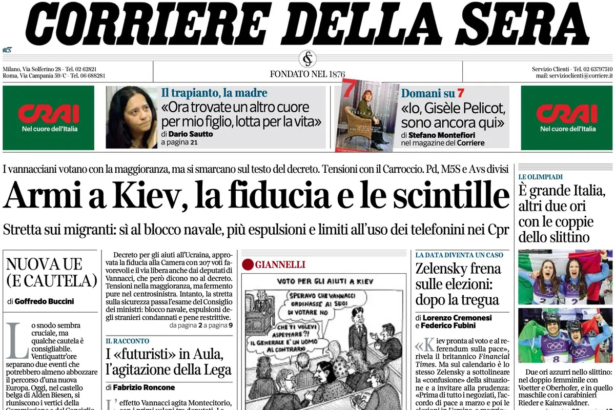 Le prime pagine di oggi