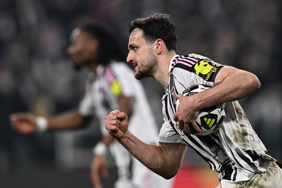 Federico Gatti, della Juventus, festeggia dopo il gol del 2-0