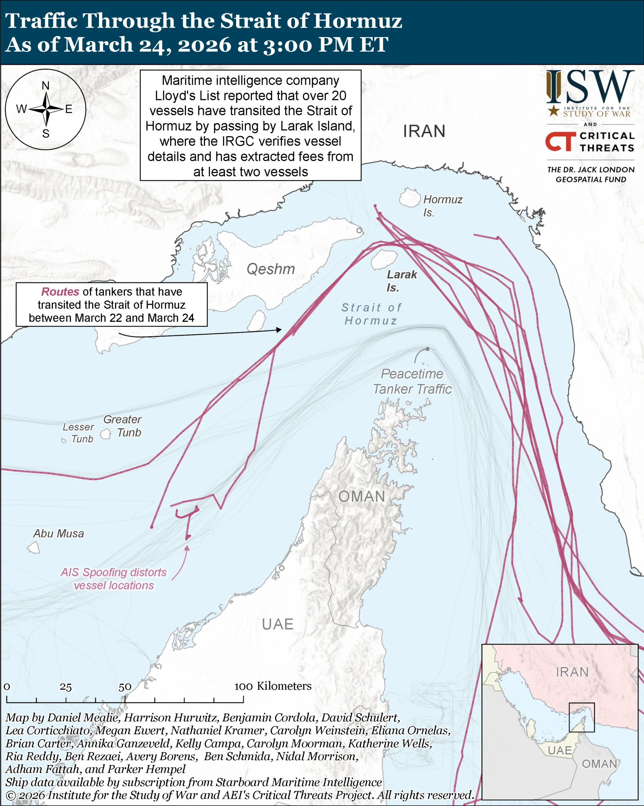 La mappa che mostra la nuova rotta "sotto ricatto" (del think tank statunitense Institute for the Study of War)