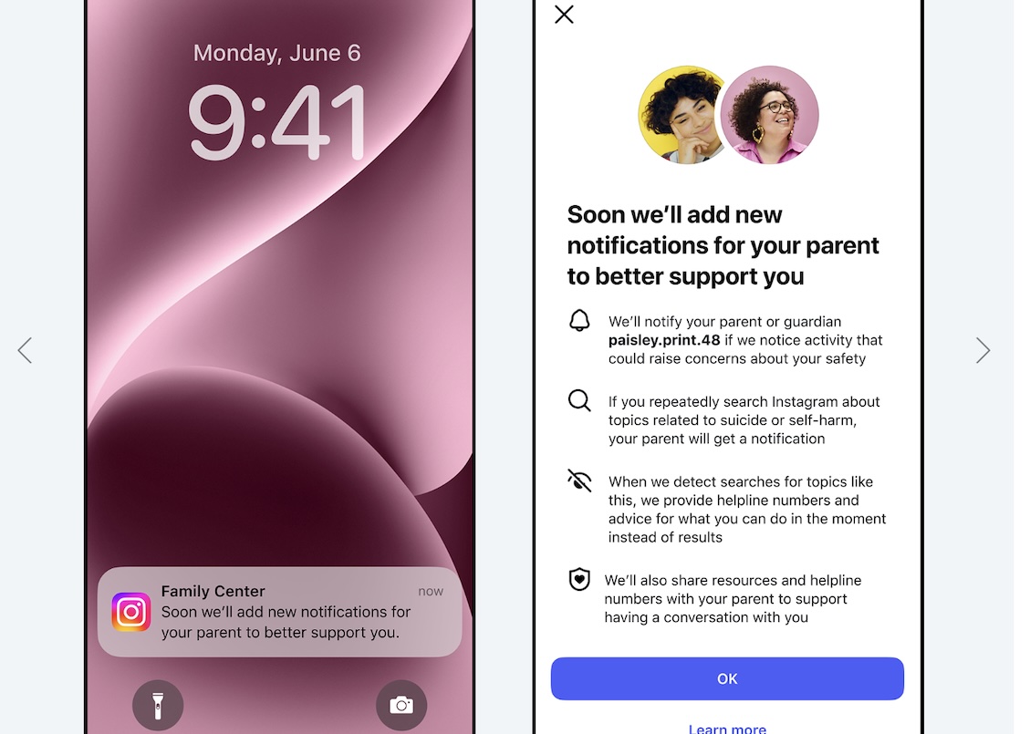 Instagram avviserà i genitori se i loro figli ricercheranno più volte contenuti riguardo al suicidio o all’autolesionismo