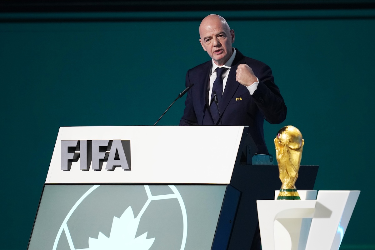Gianni Infantino durante il discorso a Vancouve