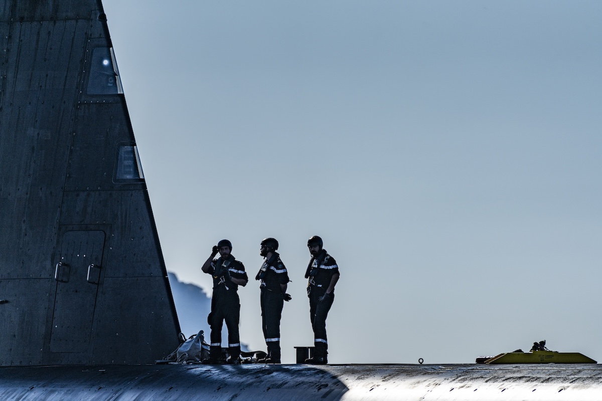 Tre marinai a bordo di un sottomarino nucleare francese (Getty Images/Alexis Rosenfeld)