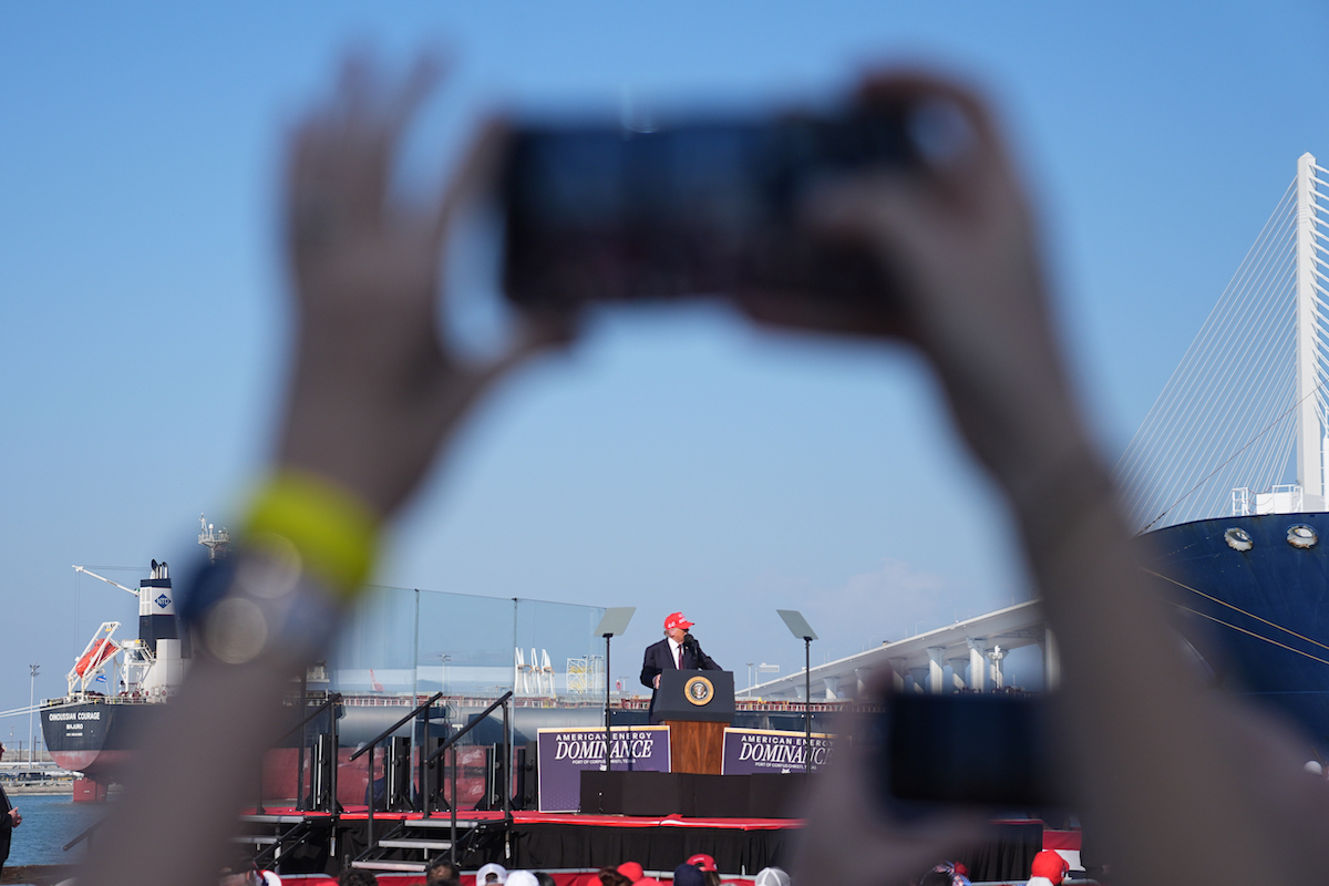 Donald Trump durante un comizio, 27 febbraio 2026 (AP Photo/Matt Rourke)