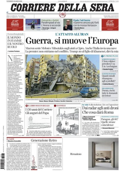 Le prime pagine di oggi