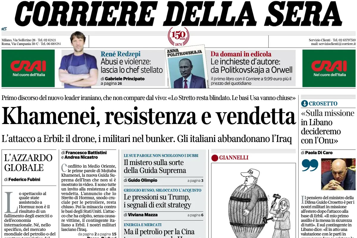 Le prime pagine di oggi