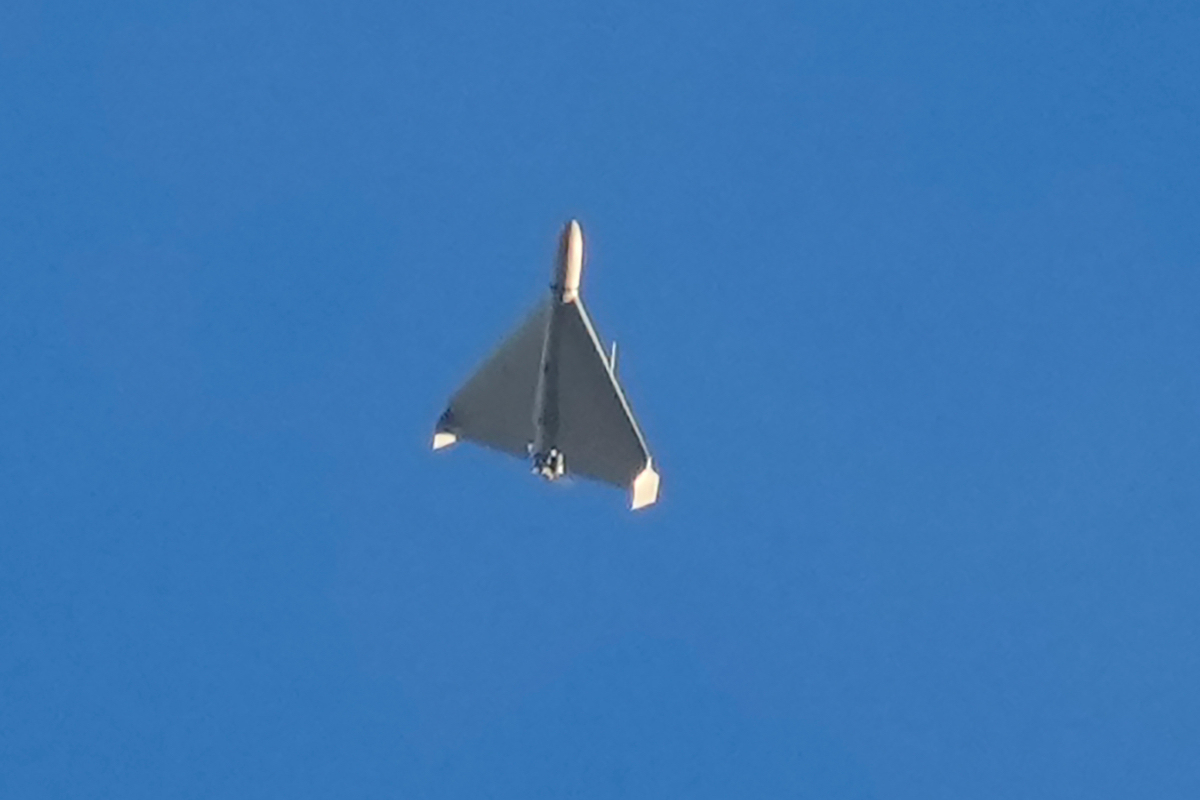 Un drone Shahed lanciato contro l'Ucraina, ottobre 2022 (AP Photo/Efrem Lukatsky, File)