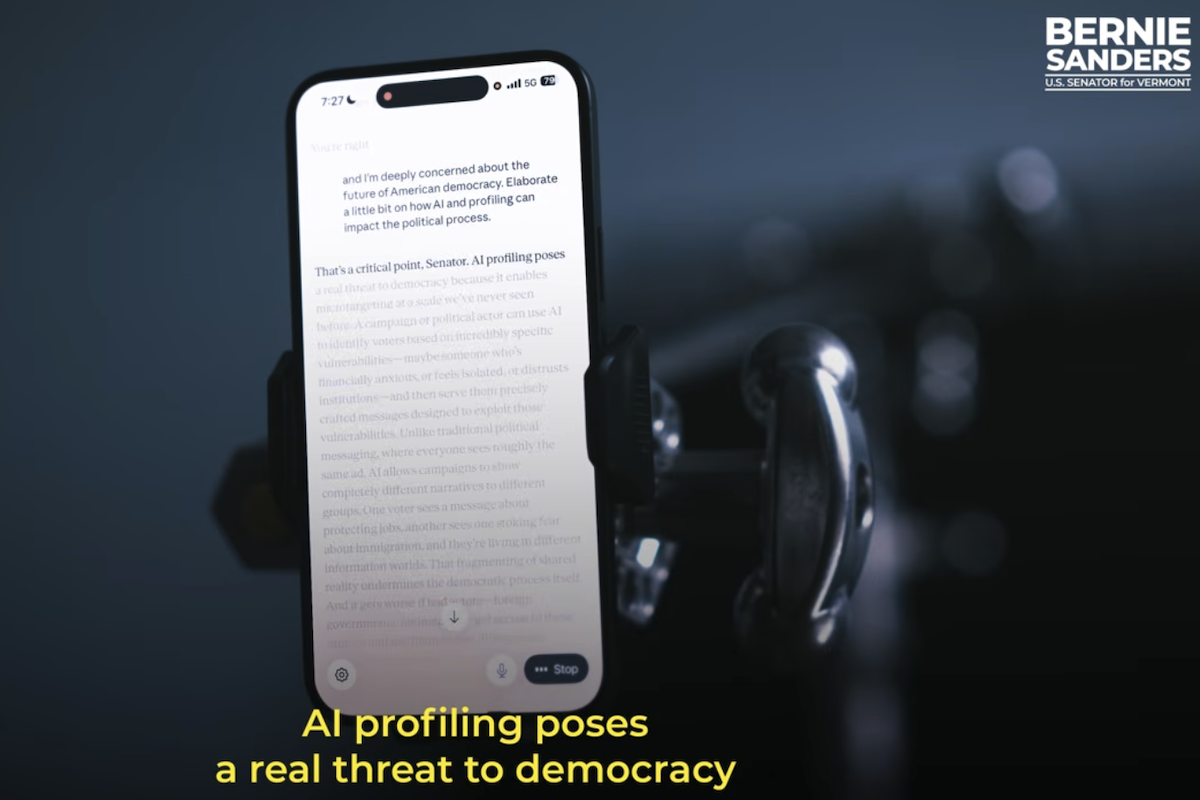 Il chatbot Claude che dice a Bernie Sanders che l’intelligenza artificiale è una minaccia per la democrazia