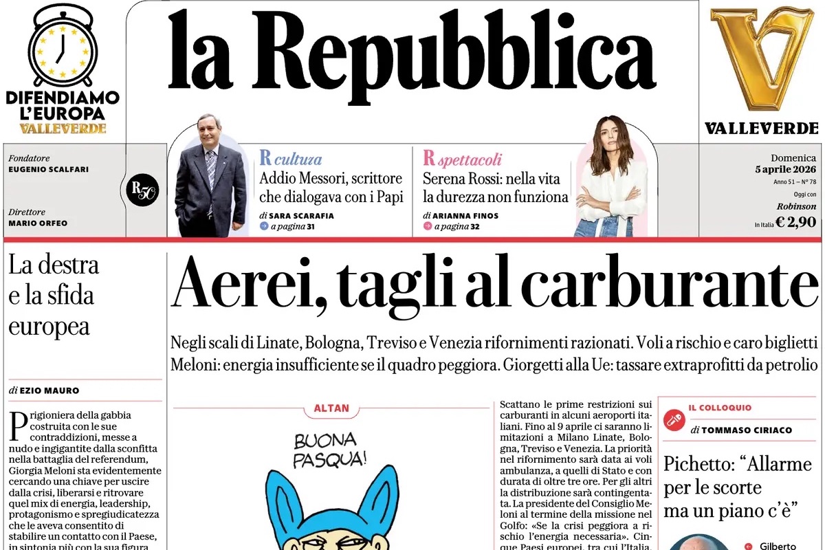 Le prime pagine di oggi