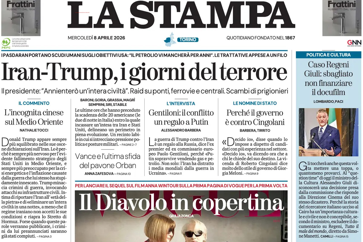Le prime pagine di oggi