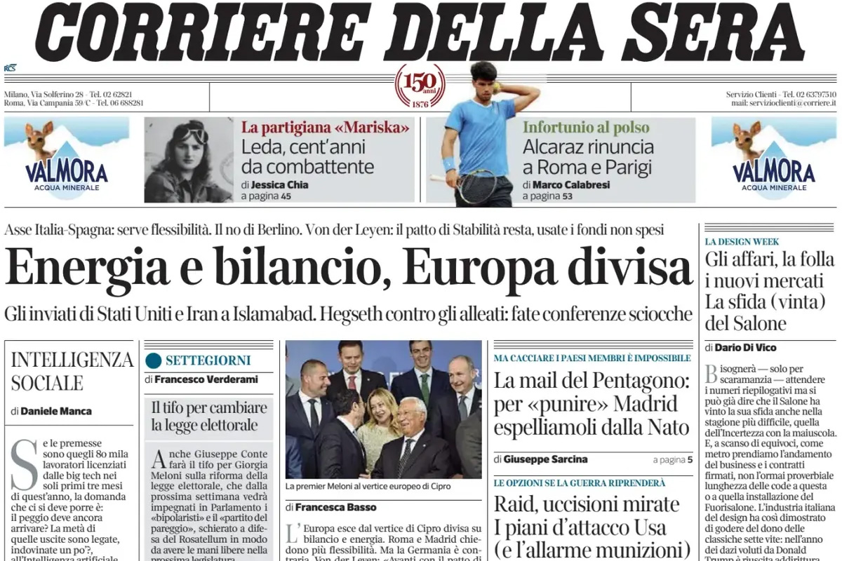Le prime pagine di oggi