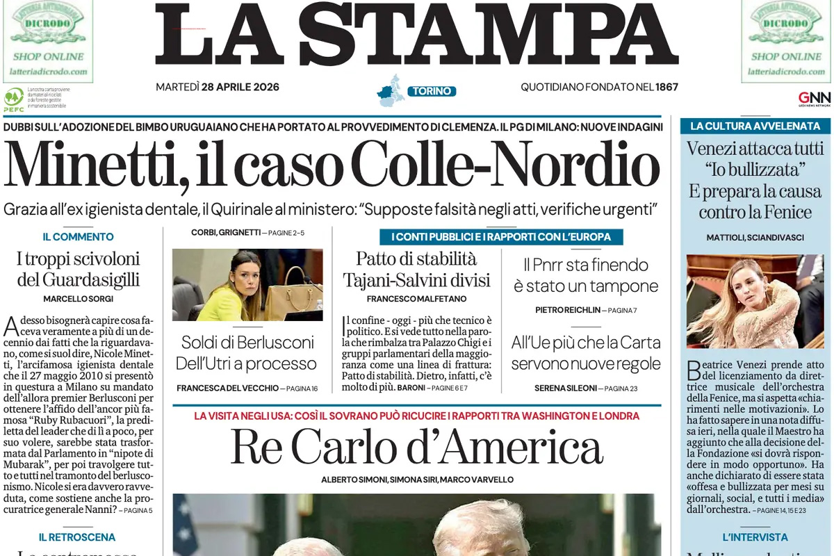Le prime pagine di oggi