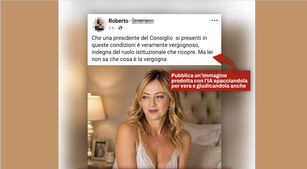 Leggi l'articolo: Il post di Giorgia Meloni sulle sue foto false che girano sui social