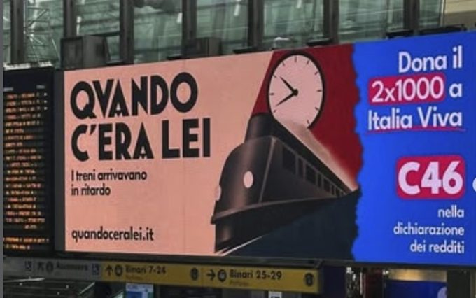 “Quando c’era lei”, la pubblicità di Matteo Renzi che prende in giro Giorgia Meloni