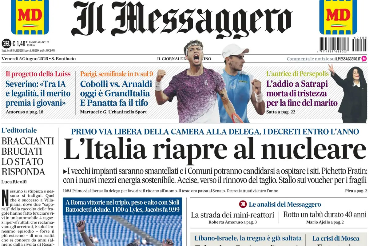 Le prime pagine di oggi
