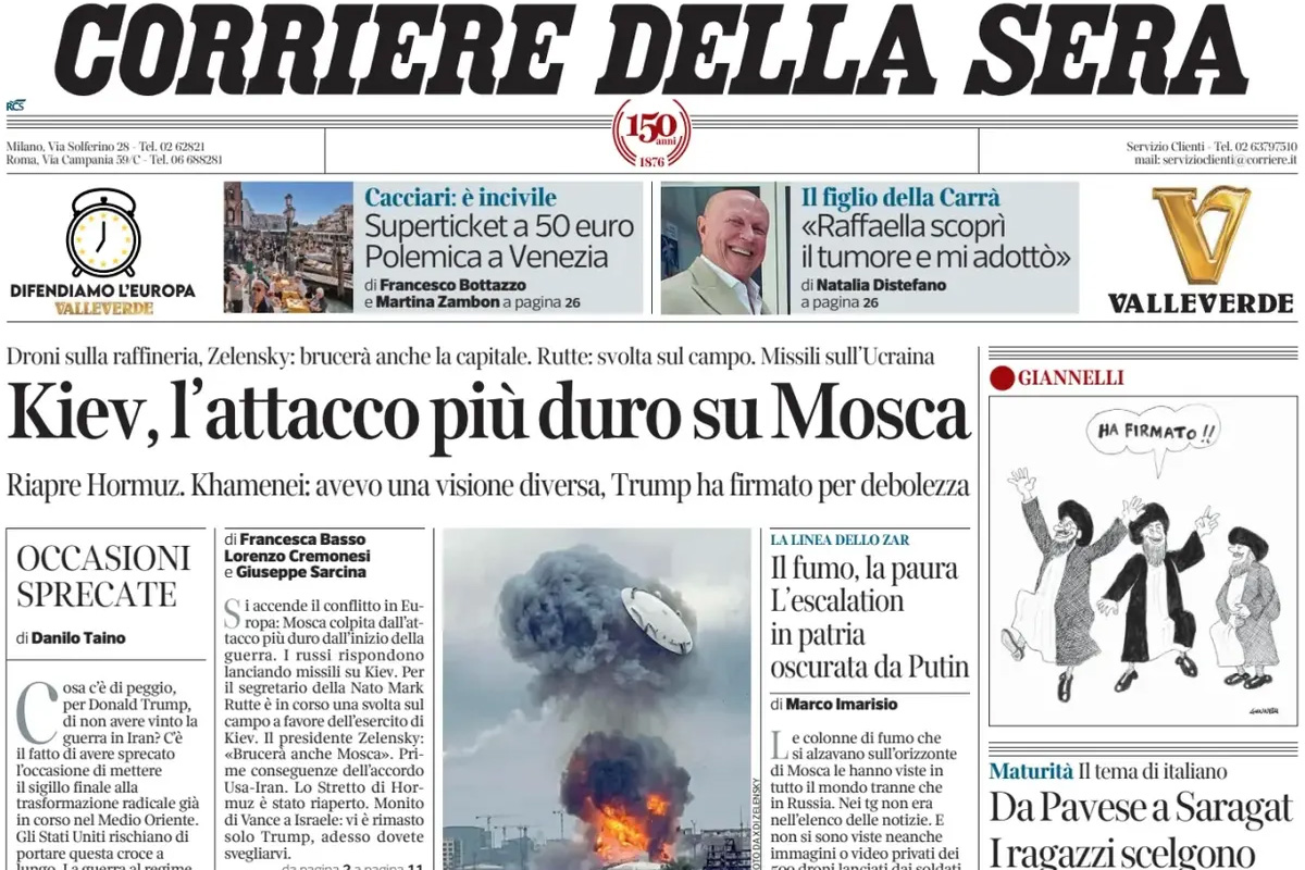 Le prime pagine di oggi