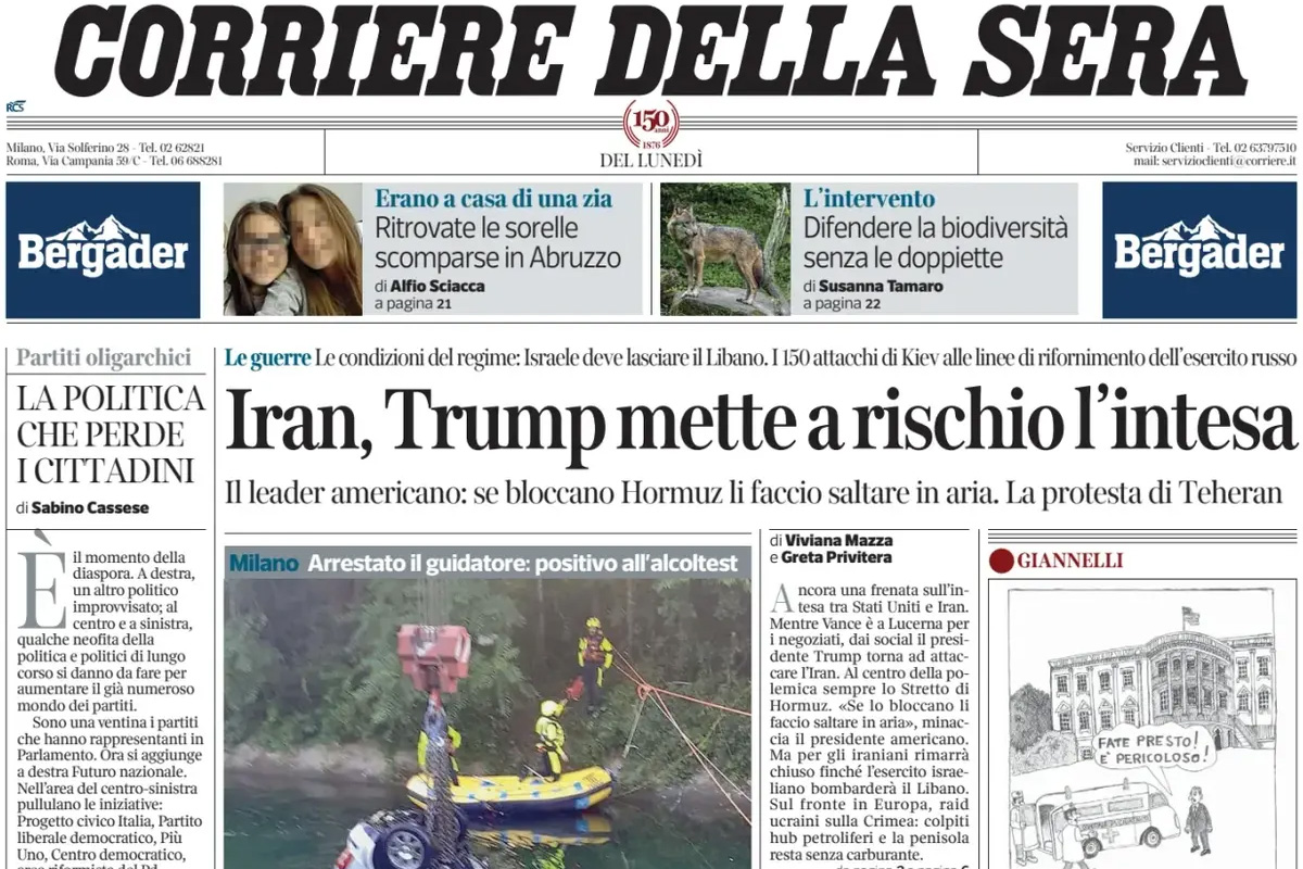 Le prime pagine di oggi