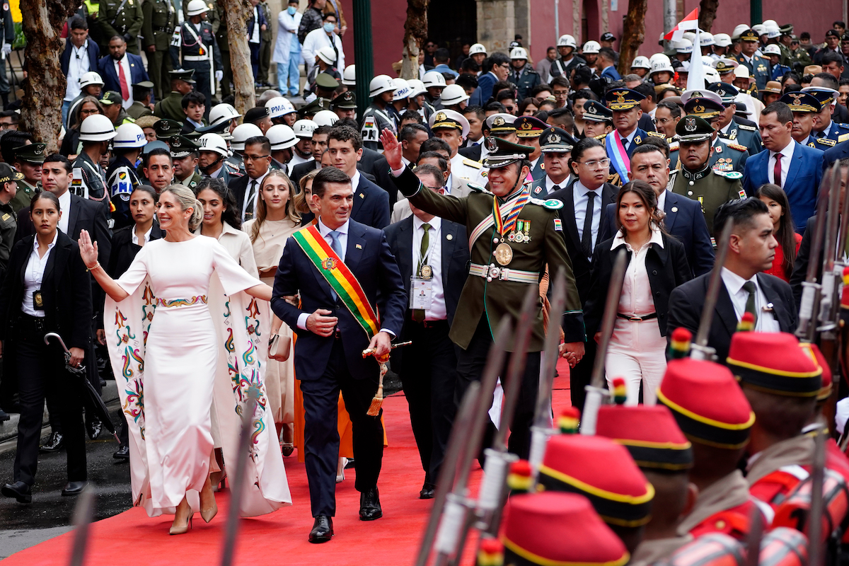 La cerimonia di insediamento di Rodrigo Paz in Bolivia, novembre 2025 (AP Photo/Freddy Barragan)
