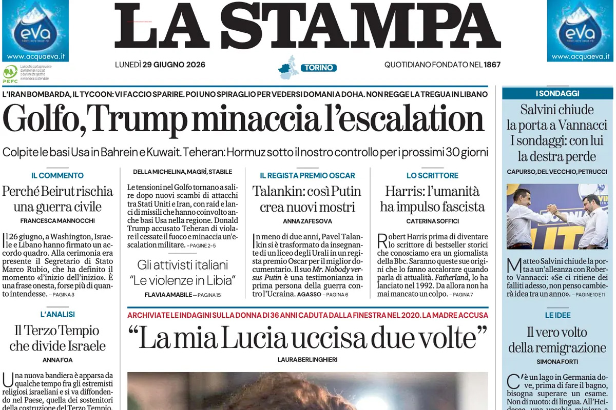 Le prime pagine di oggi