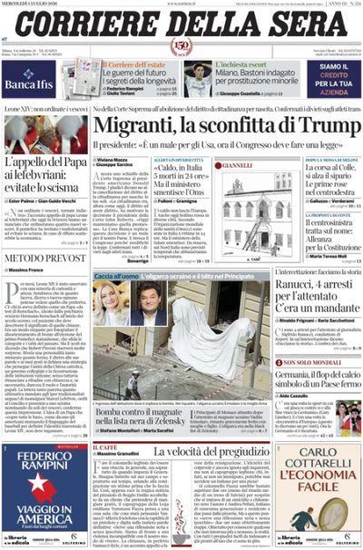 le prime pagine di oggi da Ilpost.it le prime pagine di oggi