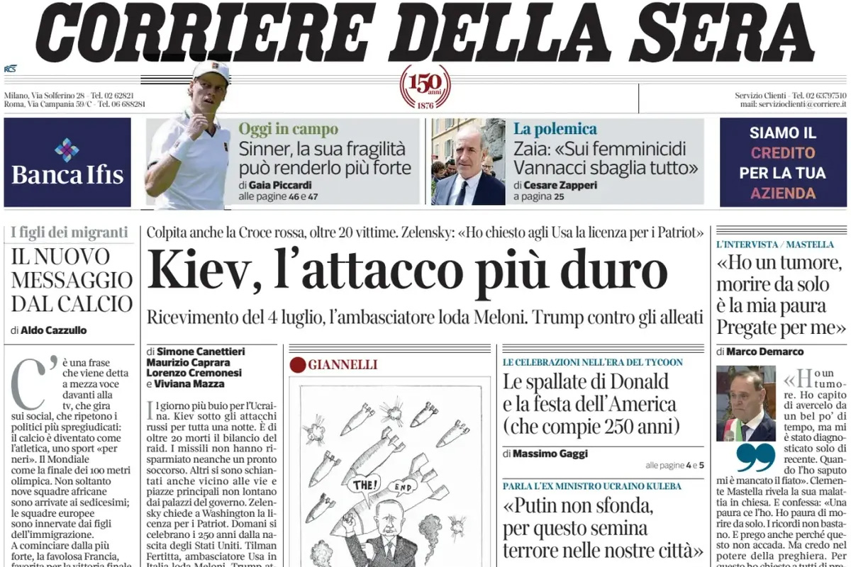 Le prime pagine di oggi
