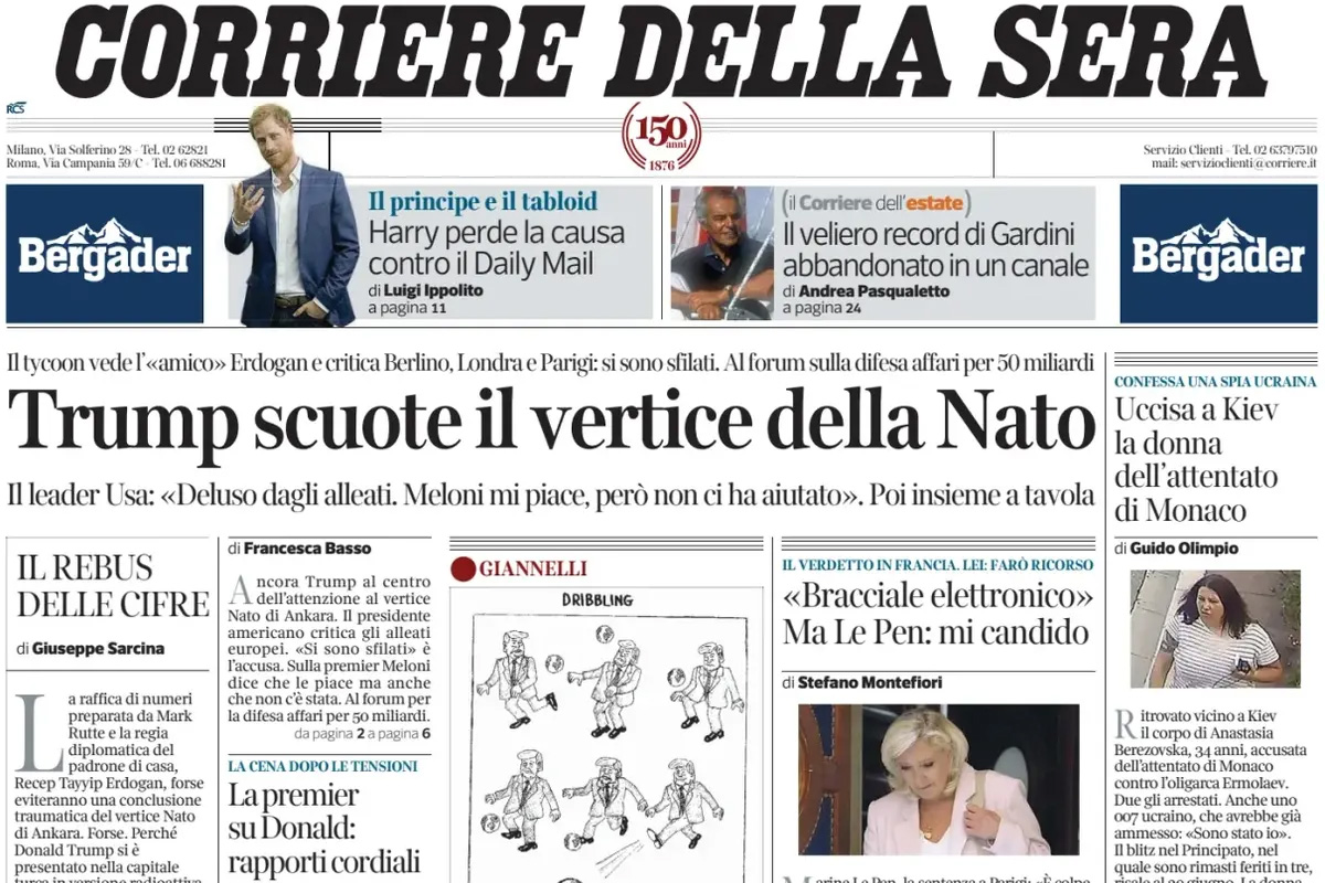 Le prime pagine di oggi