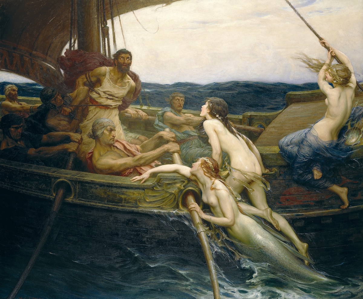 Ulisse legato all'albero di maestra della nave per resistere al richiamo delle sirene