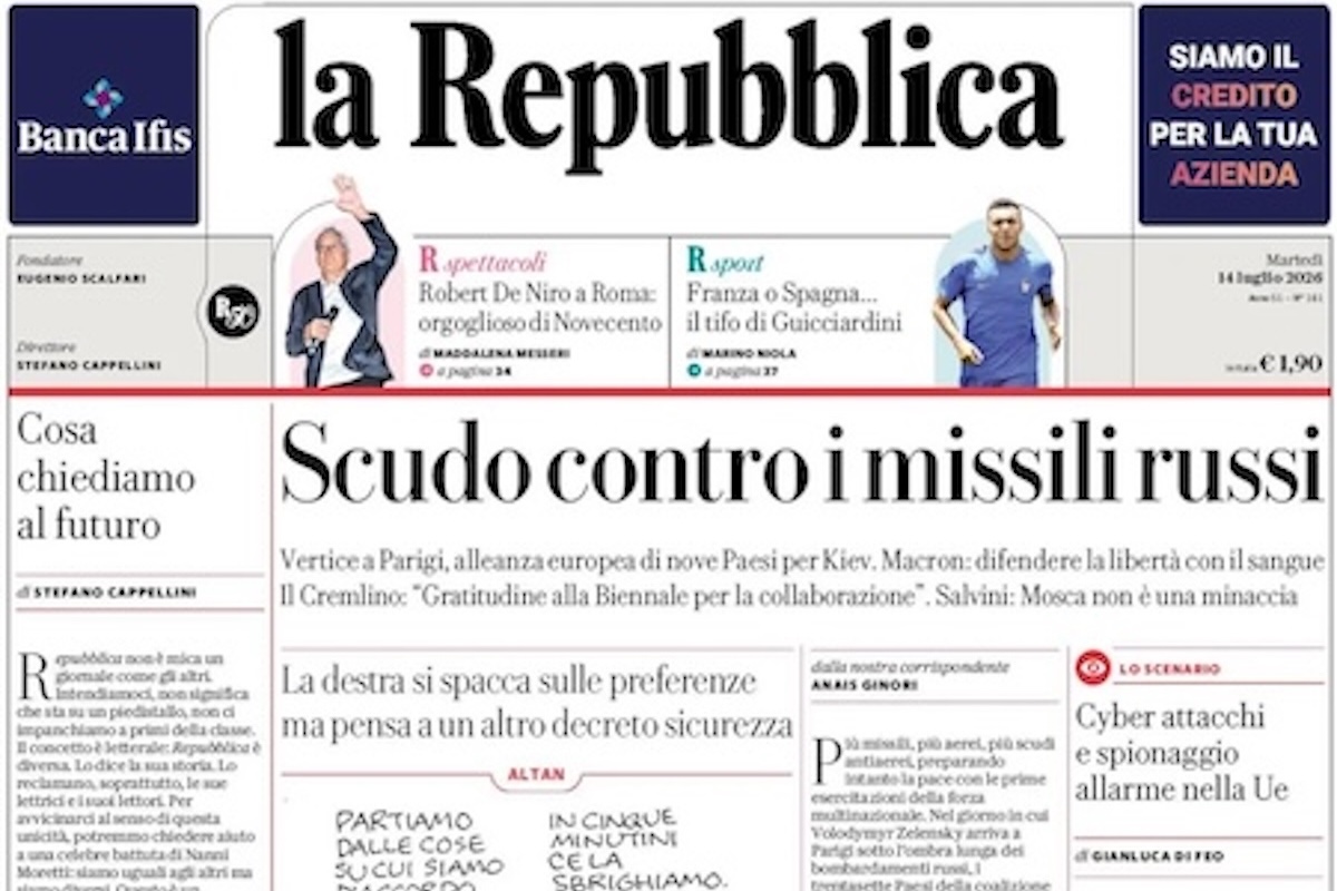 Le prime pagine di oggi