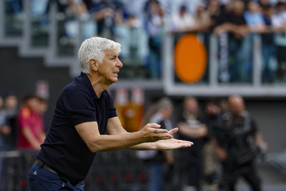 L'allenatore della Roma, Gian Piero Gasperini, durante il derby con la Lazio dello scorso 17 maggio