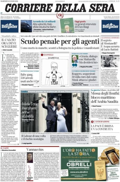 le prime pagine di oggi da Ilpost.it le prime pagine di oggi