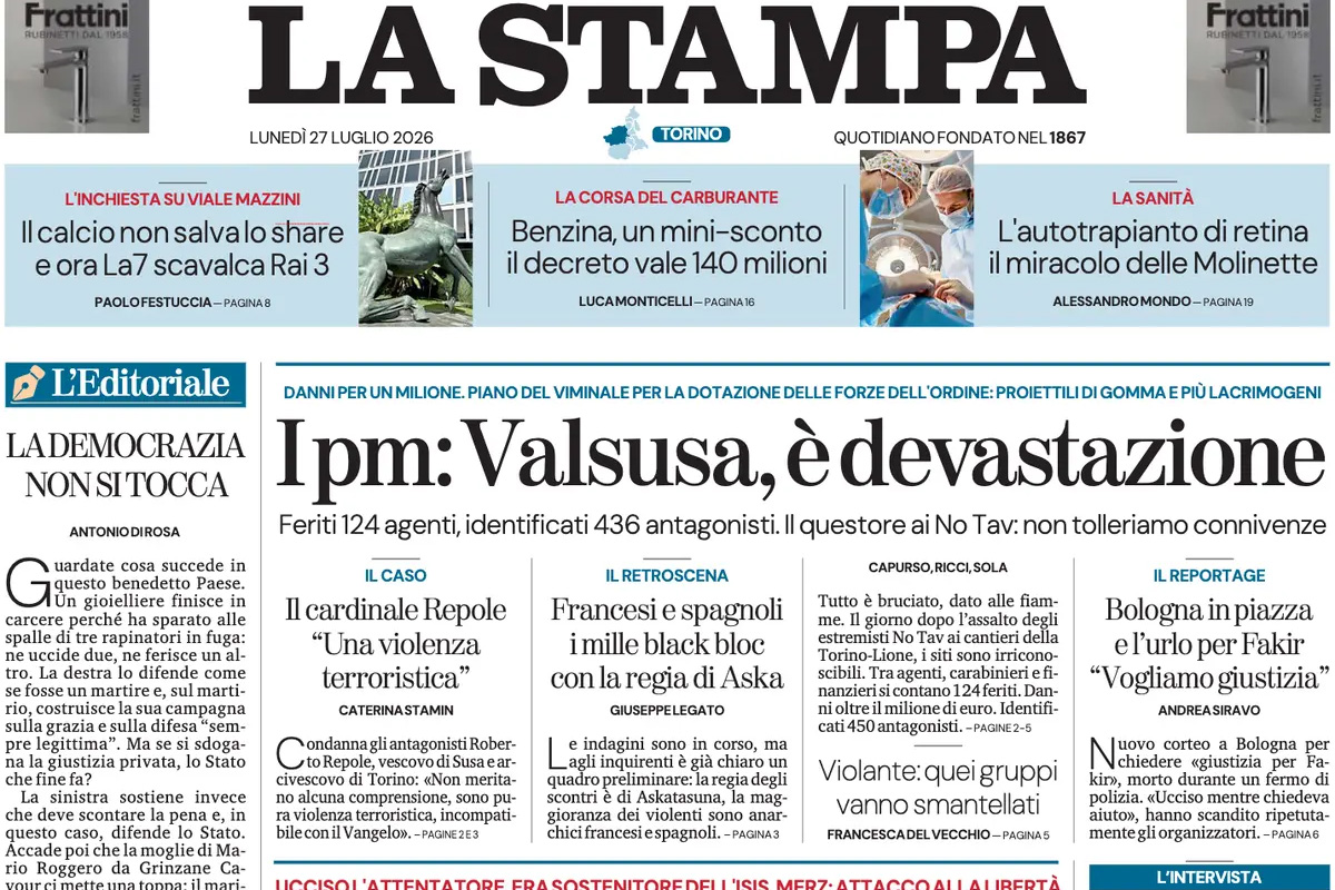 Le prime pagine di oggi
