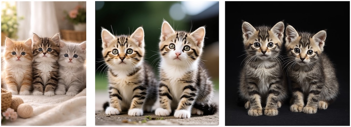 Risultati del prompt «gattini» su Dall-E 3, Stable Diffusion e Leonardo.AI (The Journal of Aesthetics and Art Criticism, 2026)