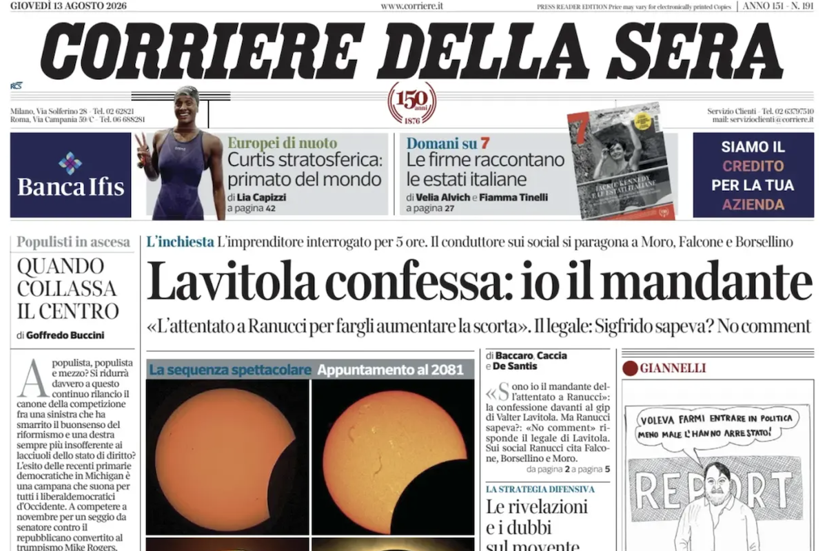 Le prime pagine di oggi