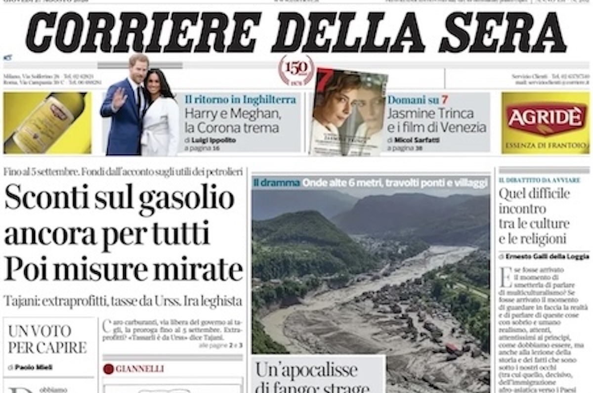 Le prime pagine di oggi