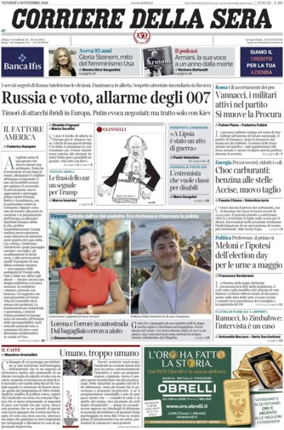 le prime pagine di oggi da Ilpost.it le prime pagine di oggi