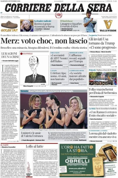le prime pagine di oggi da Ilpost.it le prime pagine di oggi