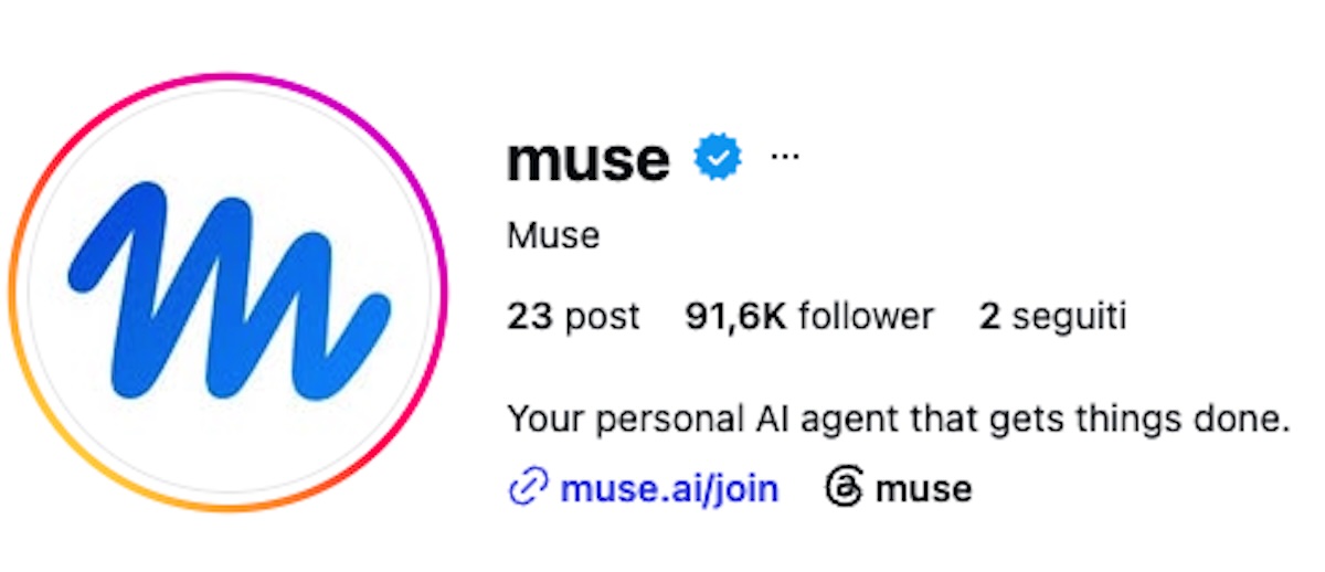 Leggi l'articolo: Meta si è presa il nome profilo dei Muse su Instagram per il suo nuovo servizio di AI