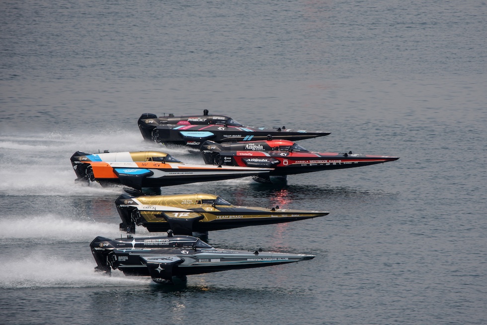 Un momento della gare della L'E1 Luanda GP, tappa del campionato E1 Series, il primo campionato mondiale di motonautica interamente elettrica: è la prima volta che si disputa una gara in Angola (Photo by Malcolm Griffiths/Getty Images)