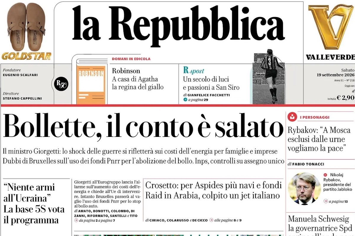 Le prime pagine di oggi