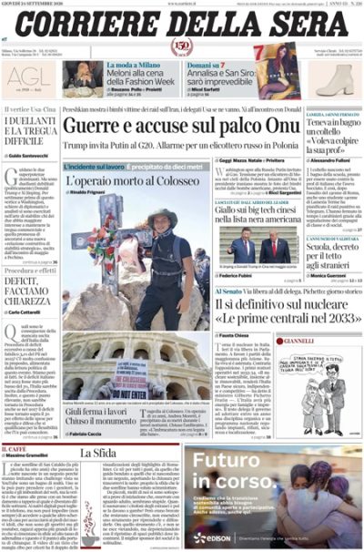 le prime pagine di oggi da Ilpost.it le prime pagine di oggi